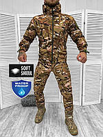 Тактический мужской костюм мультикам Soft Shell демисезонная военная форма куртка и штаны