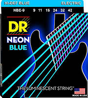 Струни для електрогітари DR NBE-9 Hi-Def Neon Blue K3 Coated Light Electric Guitar Strings 9 NC, код: 6556096