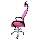 Офісне крісло операторське для персоналу Bonro B-6200 з підголівником крісло для офісу рожеве, фото 3