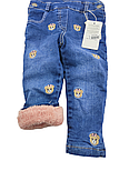 Дитячий напівкомбінезон Туреччина 1, 2, 3 роки на дівчинку джинсовий теплий синій (ПЛД58), фото 3