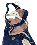 Дитячий напівкомбінезон Туреччина 1, 2, 3 роки на дівчинку джинсовий теплий синій (ПЛД58), фото 5