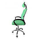 Офісне крісло операторське для персоналу Bonro B-6200 з підголівником крісло для офісу зелене, фото 2