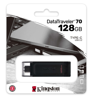 USB ФЛЕШ НАКОПИЧУВАЧ KINGSTON 128GB DATATRAVELER 70 USB 3.2 / TYPE-C (DT70/128GB)