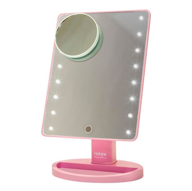 Дзеркало косметичне ROTEX RHC25-P Magic Mirror (LED-підсвітка, Сенсорна кнопка, Обертання на 180)