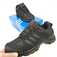 Кроссовки термо Adidas Climaproof черные мужские. Полуботинки зимние черные Адидас Климапруф для мужчин