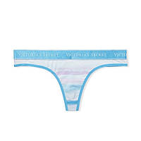 Хлопковые Трусики Стринги Victoria's Secret Logo Thong Panty Голубые, M