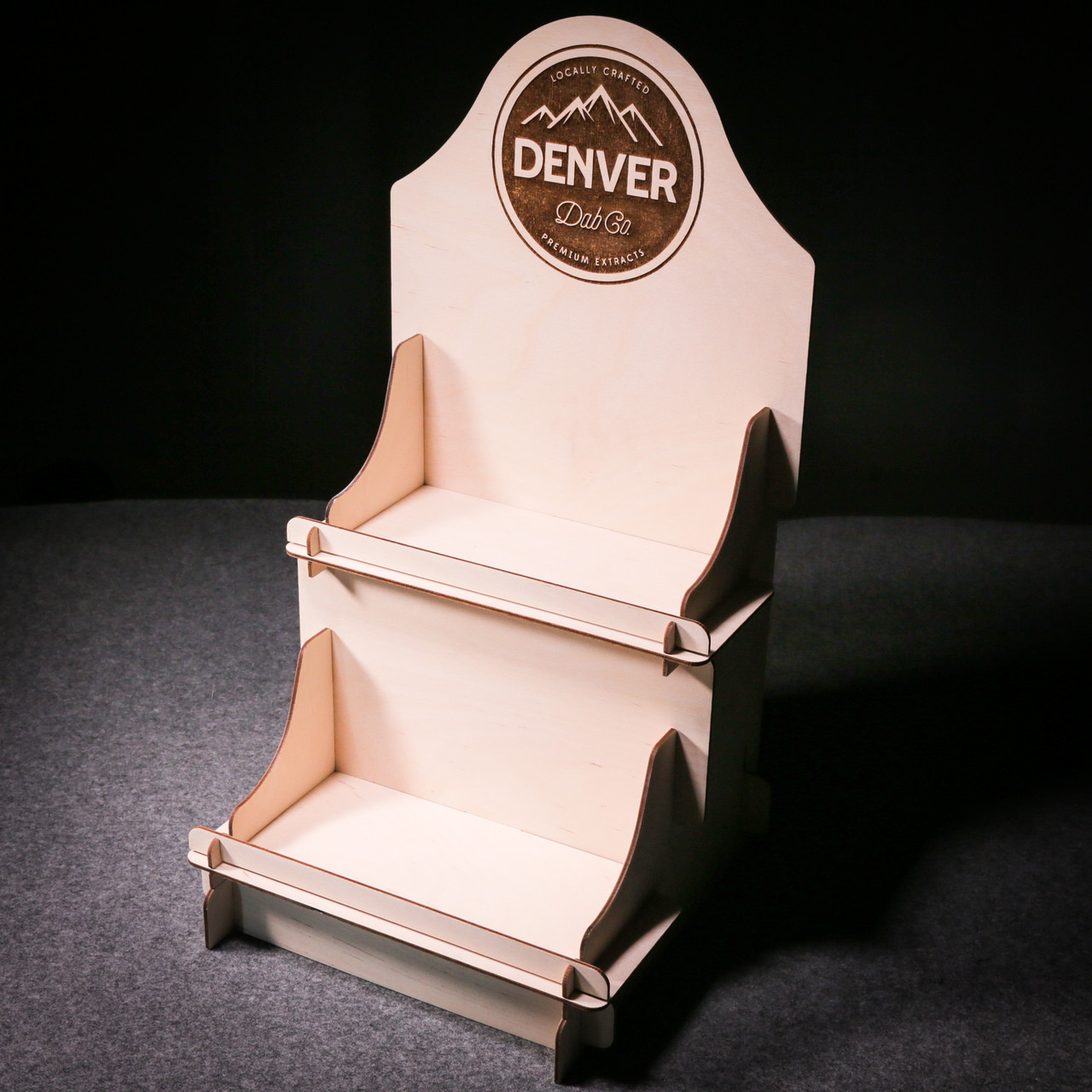 2-рівнева торгова стійка для товару. Дерев'яний стенд гірка для вітрини. Розбірна стійка для ярмарку, фото 1