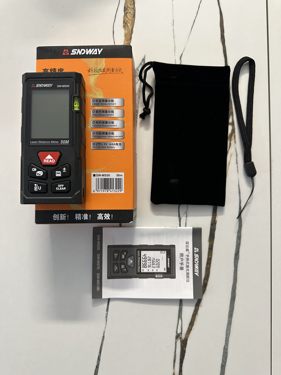 Лазерний далекомір SNDWAY SW-MS50 [лазерна рулетка до 50м], червоний промінь, фото 1