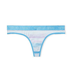 Трусики Стрінги Victoria's Secret Logo Thong Panty Бавовняні, Блакитні L