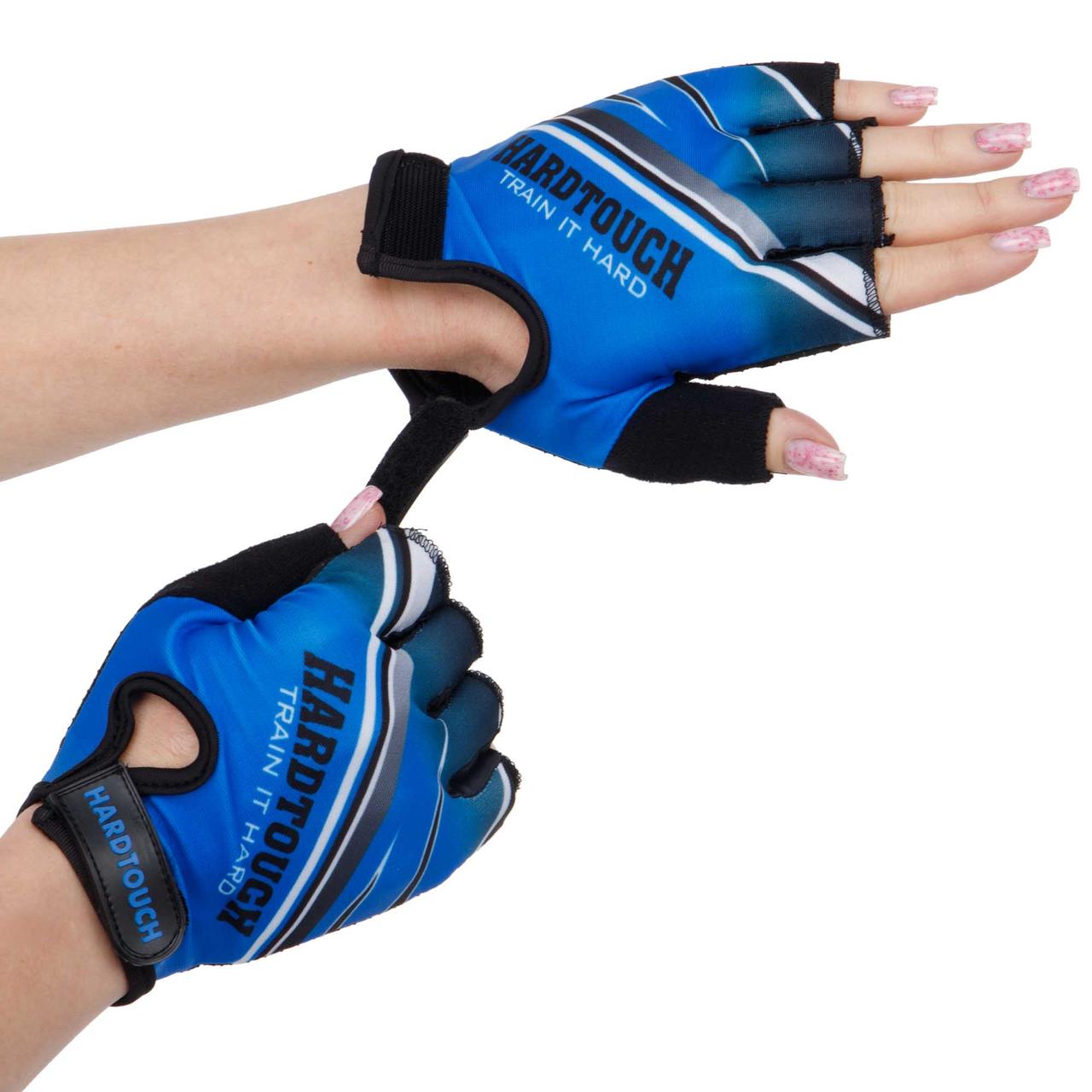 Рукавиці для фітнесу рукавички спортивні Zelart Hard Touch 007 розмір S Blue-Black