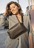 Кожаная поясная сумка Dropbag Maxi темно-коричневая BlankNote NL, код: 8132426