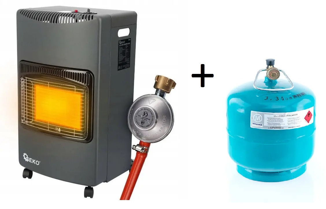 Газовий нагрівач Geko 4200 Вт із редуктором і регулюванням потужності + балон 3,3 кг