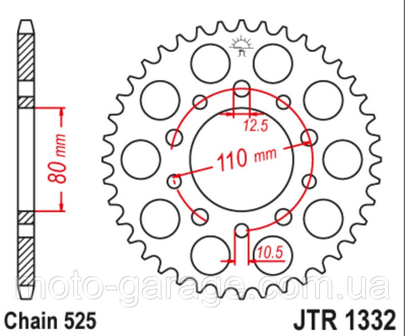 Зірка задня JT Sprockets JTR1332.40, CB 500 '94-'03, CB 750F '93-'03, фото 1