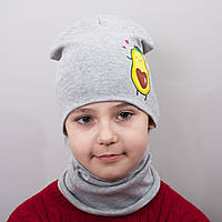 Детская шапка с хомутом КАНТА Авокадо размер 52-56 серый (OC-833) BX, код: 6484693