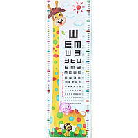 Наклейка на стену UKC Baby Play детский ростомер Жирафик и лев с таблицей проверки зрения 78х IS, код: 6631892