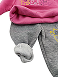 Спортивний костюм дитячий Туреччина 1, 2, 3 роки на флісі теплий трикотажний рожевий (КДМ110), фото 2
