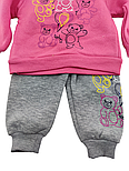 Спортивний костюм дитячий Туреччина 1, 2, 3 роки на флісі теплий трикотажний рожевий (КДМ110), фото 3
