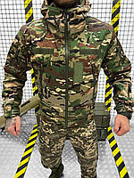 Куртка мультикам осень Softshell на флисе, куртка армейская мультикам, военная демисезонная куртка, rt221