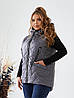 Жіноча стьобана в ромбик жилетка безрукавка з капюшоном, утеплена синтепоном, батал великі розміри, фото 2