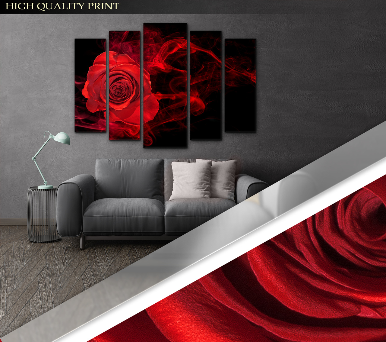 Модульна картина Poster-land у вітальню   спальню Димна червона троянда Art-346_5 ( 80х118см SC, код: 6501915