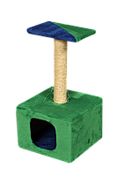 Будиночок-когтеточка (дряпка) Мур-Мяу Дім-1 у джутовій мотузці Зелено-синій NC, код: 5866118