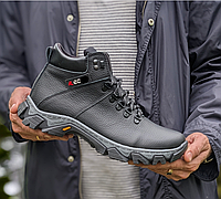 Мужские зимние ботинки для суровых условий крепкая кожа + прошивка, макси протектор