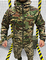 Осенняя тактическая куртка Multicam, Тактическая куртка Soft Shell мультикам, Штурмовая куртка на флисе, L