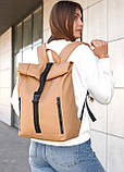 Жіночий рюкзак Sambag RollTop One бежевий (24208026) SC, код: 7957397, фото 4