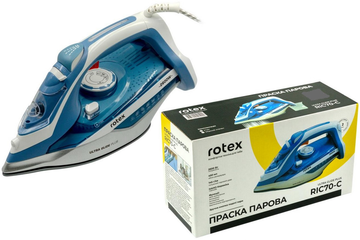 Праска ROTEX RIC70-C Ultra Glide Plus (Мочність 2600 Вт, Резервуар для води 450 мл, Функція самоочищення)