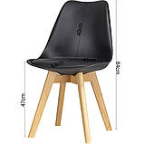 Стілець Бін пластикове сидіння з м'якою сидушкою чорного кольору на дерев'яних ніжках, фото 2