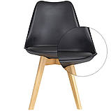 Стілець Бін пластикове сидіння з м'якою сидушкою чорного кольору на дерев'яних ніжках, фото 7