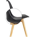 Стілець Бін пластикове сидіння з м'якою сидушкою чорного кольору на дерев'яних ніжках, фото 8