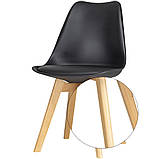 Стілець Бін пластикове сидіння з м'якою сидушкою чорного кольору на дерев'яних ніжках, фото 9