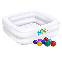 Дитячий надувний басейн Bestway 51116-1 білий 86 х 86 х 25 см з кульками 10 шт NC, код: 7428131