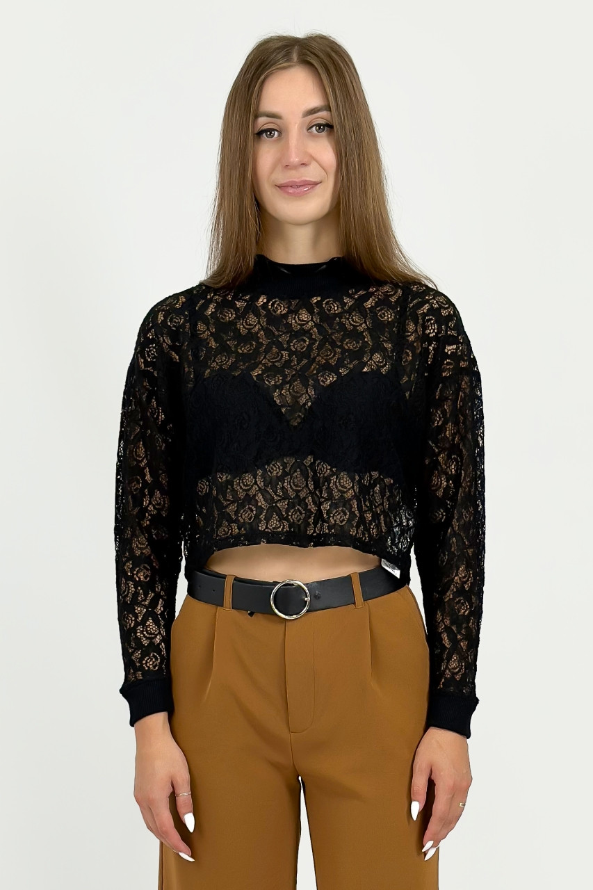Укорочена кофта Pull & Bear 5245/389/800 чорна M, фото 1