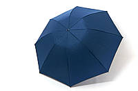 Однотонный облегченный синий зонт автомат выворотного механизма