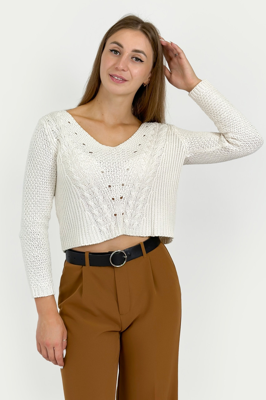 Укорочений джемпер Pull & Bear 5558/305/712 молочний L
