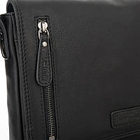 Чёрная кожаная сумка через плечо с клапаном HILL BURRY - VC10041HB Black хорошее качество