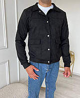 Стильная замшевая куртка (Черный)