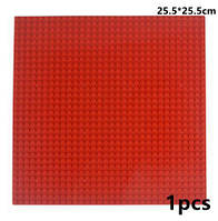 Пластина подставка для сборки блочных конструкторов красная