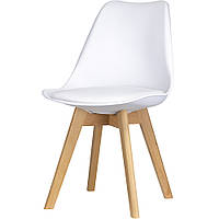 Кухонный стул Bin с мягким белым сидением 49х43х84 с деревянными ножками