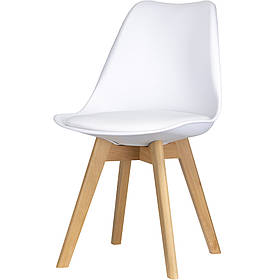 Кухонний стілець Bin з м'яким білим сидінням 49х43х84 з дерев'яними ніжками