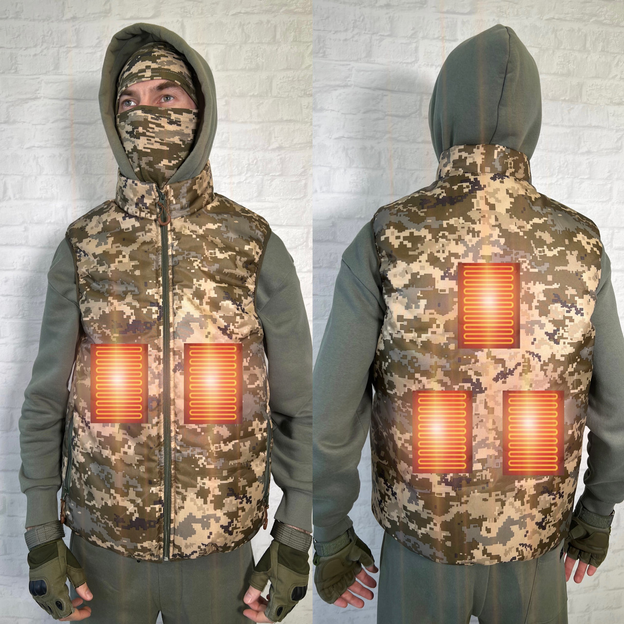 Жилетка з підігрівом розмір М / L / XL / XXL. Піксель