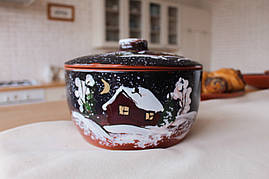 Глиняна каструля Керамклуб Зима V 2 л h 15 см, d 20 см