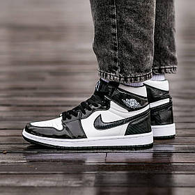 Кросівки Nike Air Jordan Retro 1 Carbon 1 High Black White / Найк Аїр Джордан Ретро 1 Високі Білі з Чорним