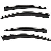 Дефлектори вікон (вітровики) з хром полосою Volkswagen Golf VII 2013-2019, 4шт, SunPlex, хетчбек, на скотчі