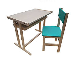 Дитячий стіл-парта та стілець дитяча Іграша 60*40*10 см Бежевий з бірюзовим (ПА1) NC, код: 7848947
