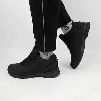 Кросівки чоловічі зимові з хутром чорні Adidas Gore-Tex Fur Black. Напівчеревики на хутрі зима Адідас Гортекс