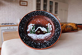 Глиняна порційна тарілка Керамклуб Зима d 20 см