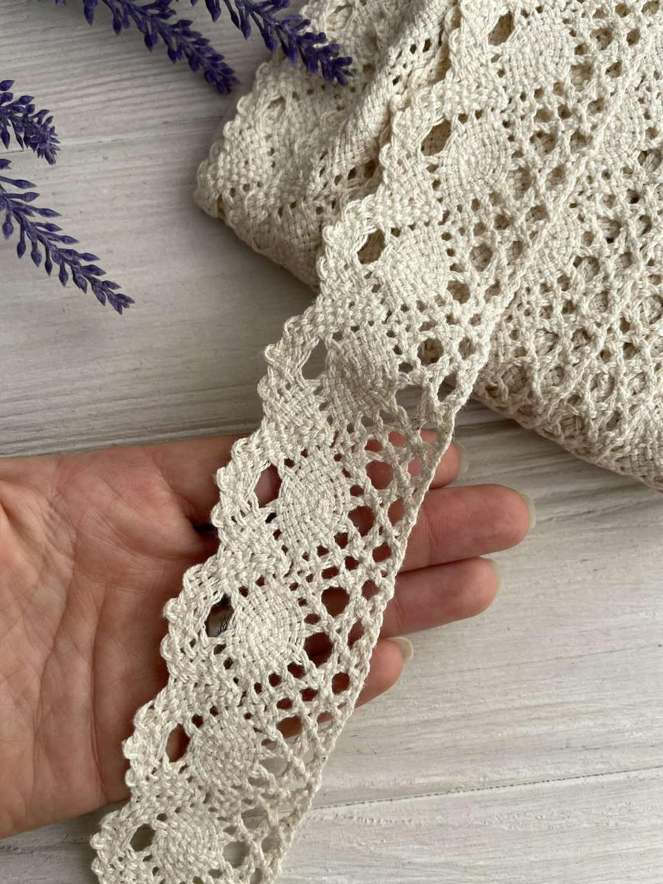 Мереживо в'язане " Marill D30096 " бежеве рулон 15 ярдів, фото 1